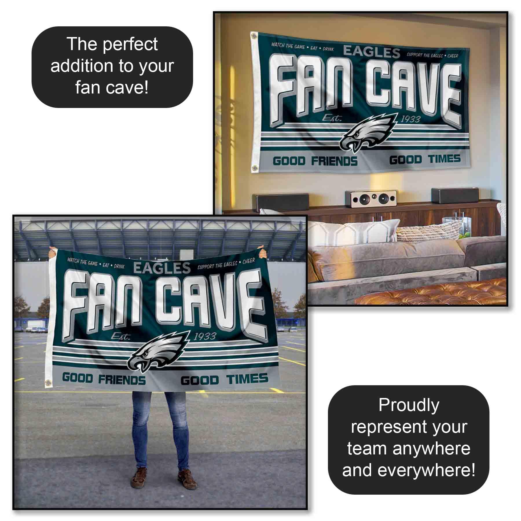 Philadelphia Eagles Man Cave Banner Flag - Premium NFL Team Decor for Game Day & Fan Cave - Perfect for Home, Office, and Tailgating Parties