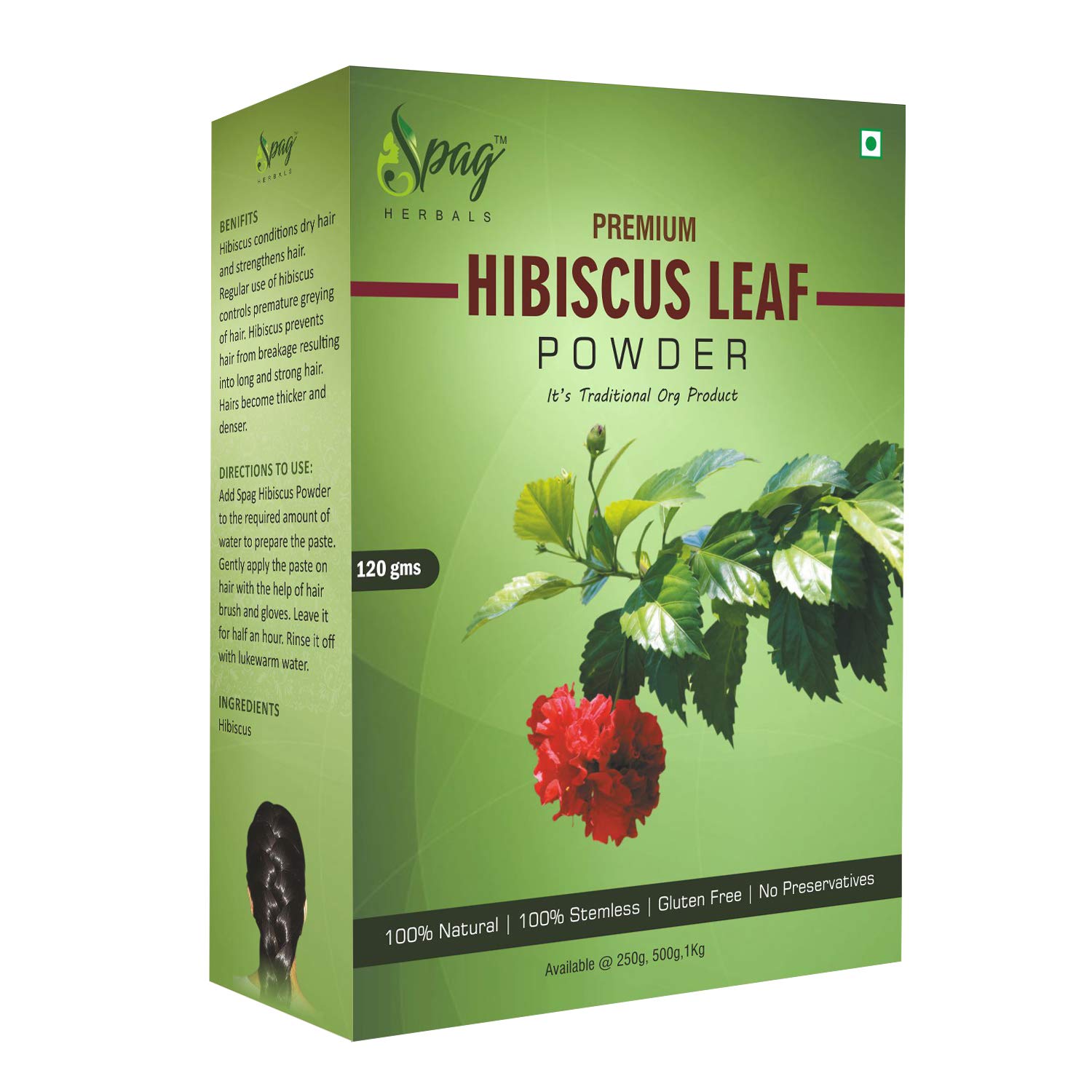 Dried Hibiscus Leaves Powder 120g - Natural Moisturizer for Face, Hair & Skin Care - Anti-Aging Solution