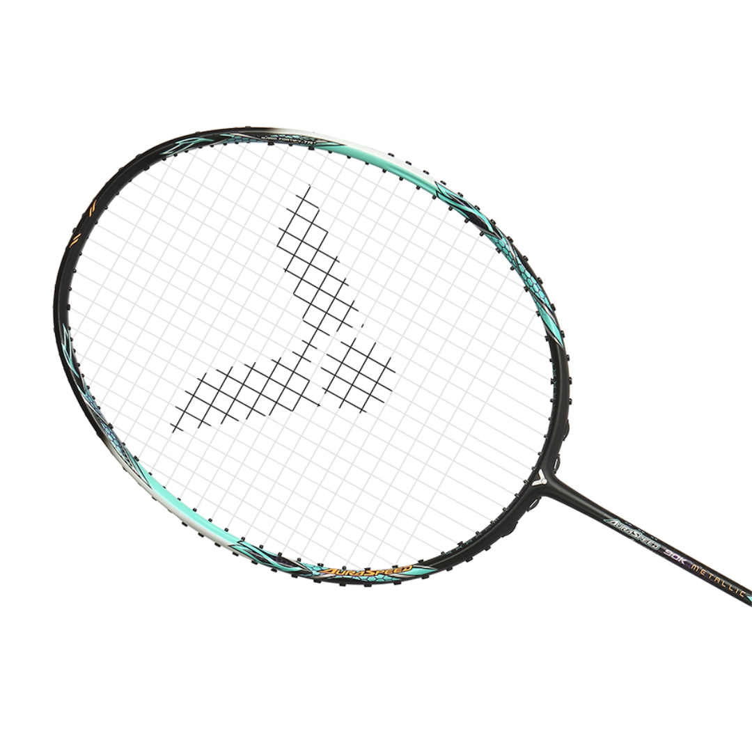 Victor Auraspeed 90K Metallic R Unstrung Badminton Racket - Pale Turquoise | Professional Carbon Fiber Badminton Racquet for Advanced Players | Perfect for Tournaments & Training Sessions