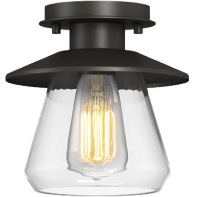 Bronze Semi-Flush Mount Pendant Light Fixture - 1 Light Vintage Ceiling Lamp for Dining Room, Bedroom & Hallway Lighting