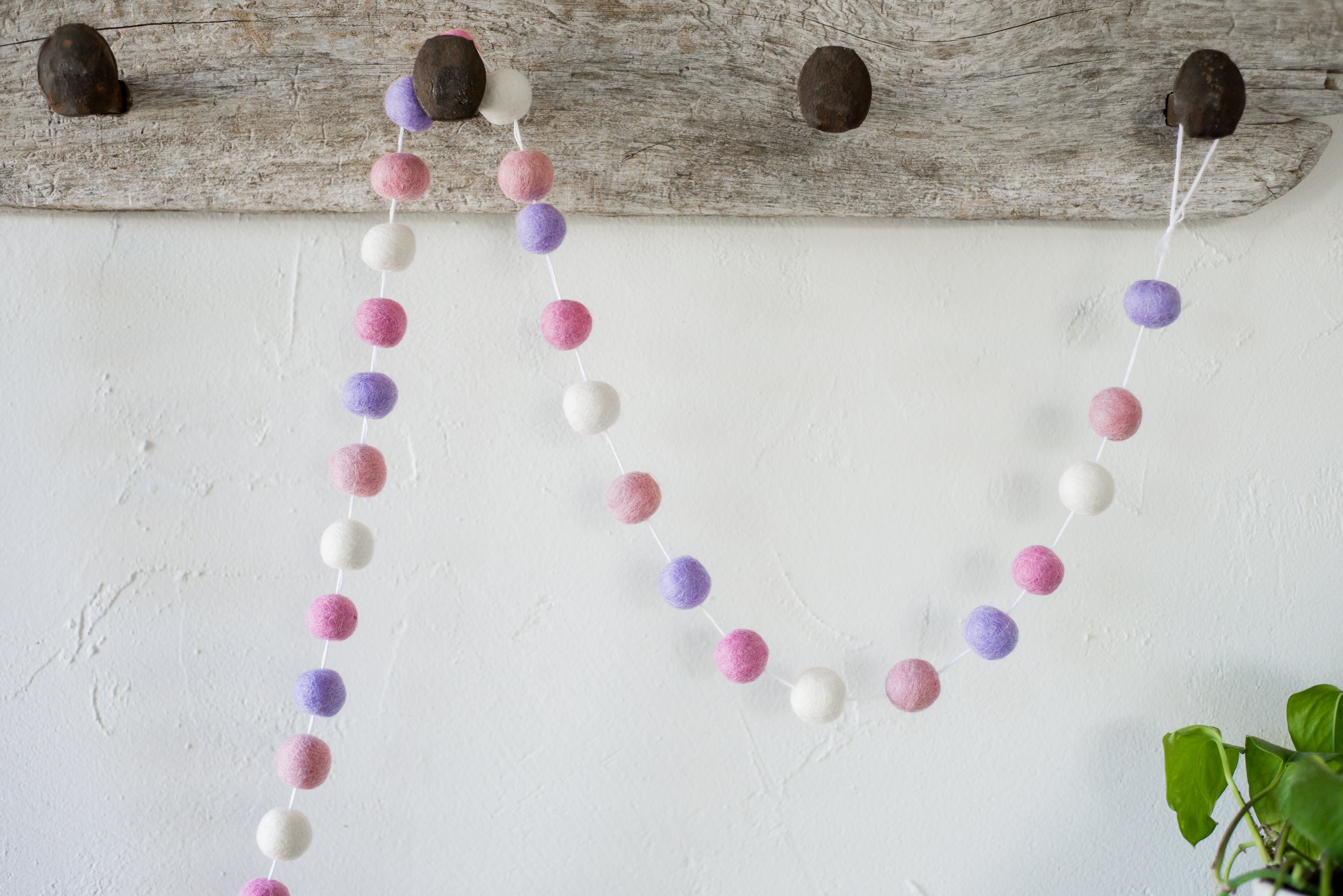 Soft Lavender Felt Ball Garland - Handmade Wool Decor for Nursery, Wedding, Party & Home Decoration - Perfect for Baby Showers, Christmas Tree & Wall Decor