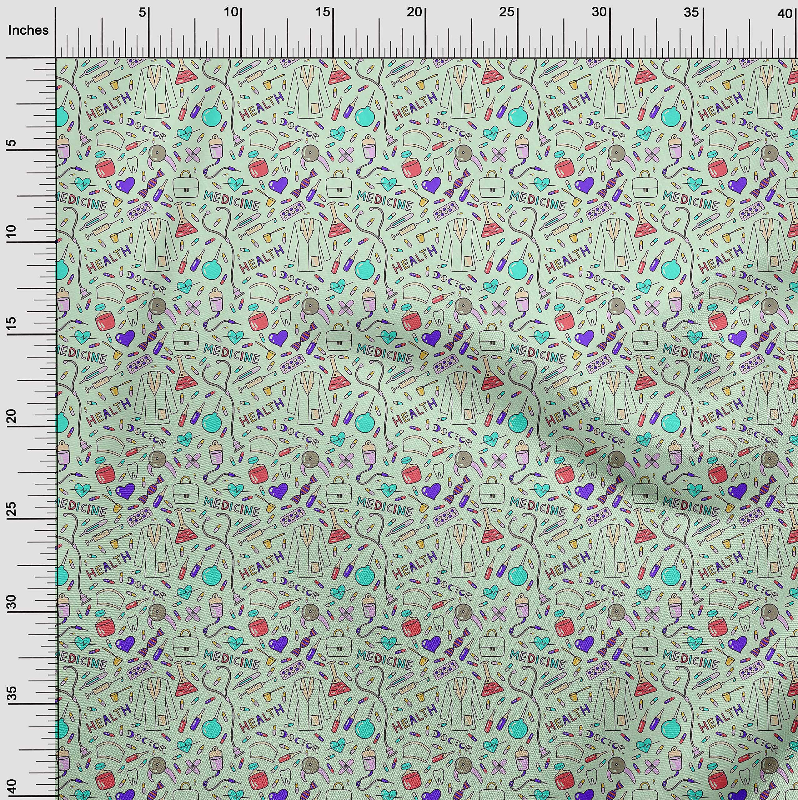oneOone Viscose Chiffon Turquoise Blue Fabric - 42 Inch Wide Printed Sewing Material by The Yard for DIY Clothing, Dresses, Scarves & Home Decor Projects