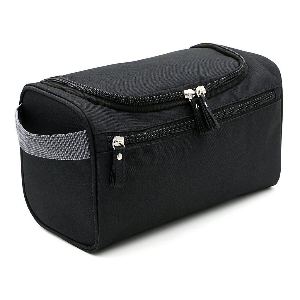 EAYIRA 13cm Travel Toiletry Bag with Hook - Waterproof Cosmetic Organizer Pouch for Makeup, Grooming Essentials & Toiletries - Perfect for Vacation, Gym, Camping & Daily Use (Black)