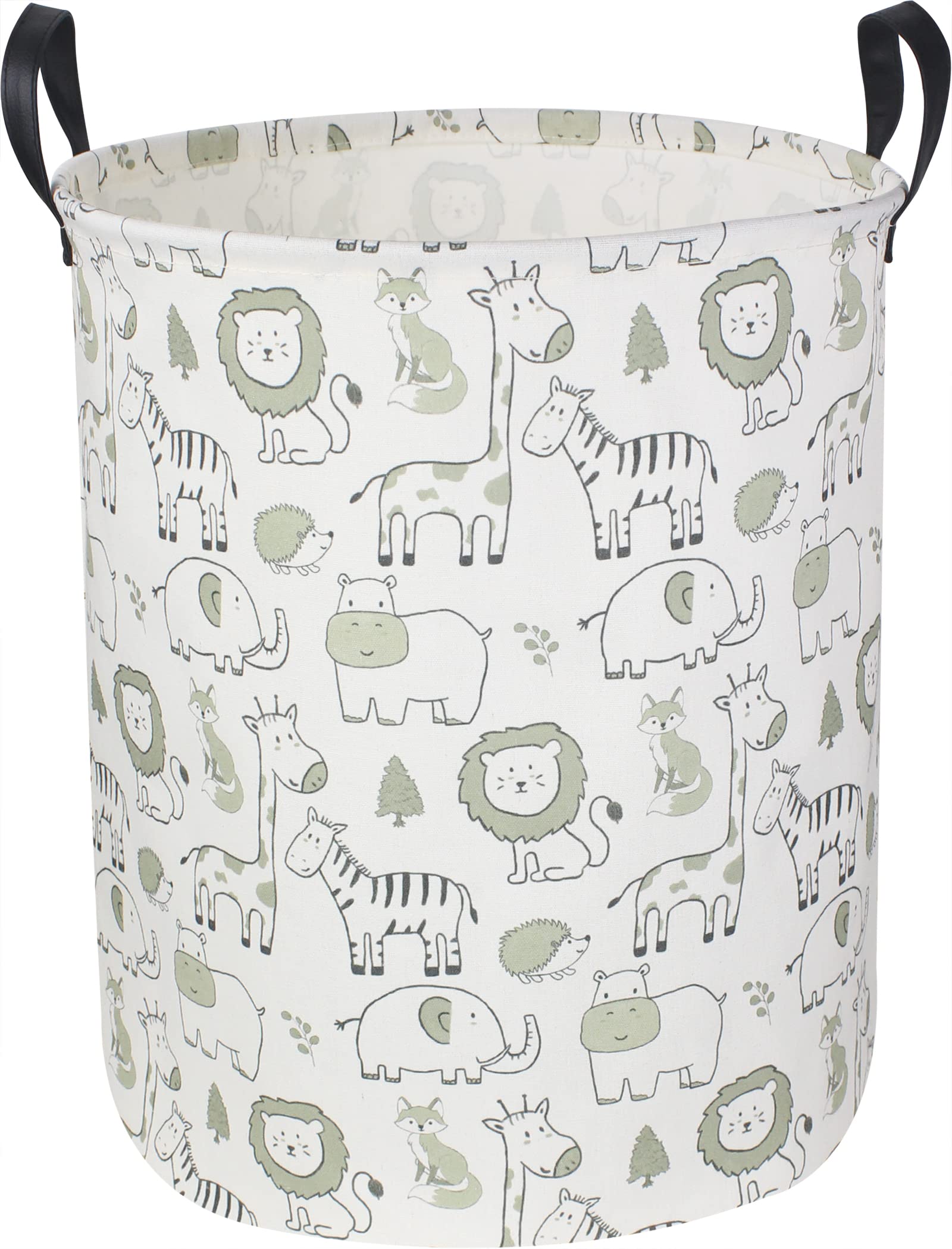 CLOCOR Collapsible Baby Laundry Basket - Kids Toy Storage Organizer & Nursery Hamper with Jungle Animal Design - Perfect for Baby Room Decor, Playroom Organization and Toddler Clothes Storage (Green)