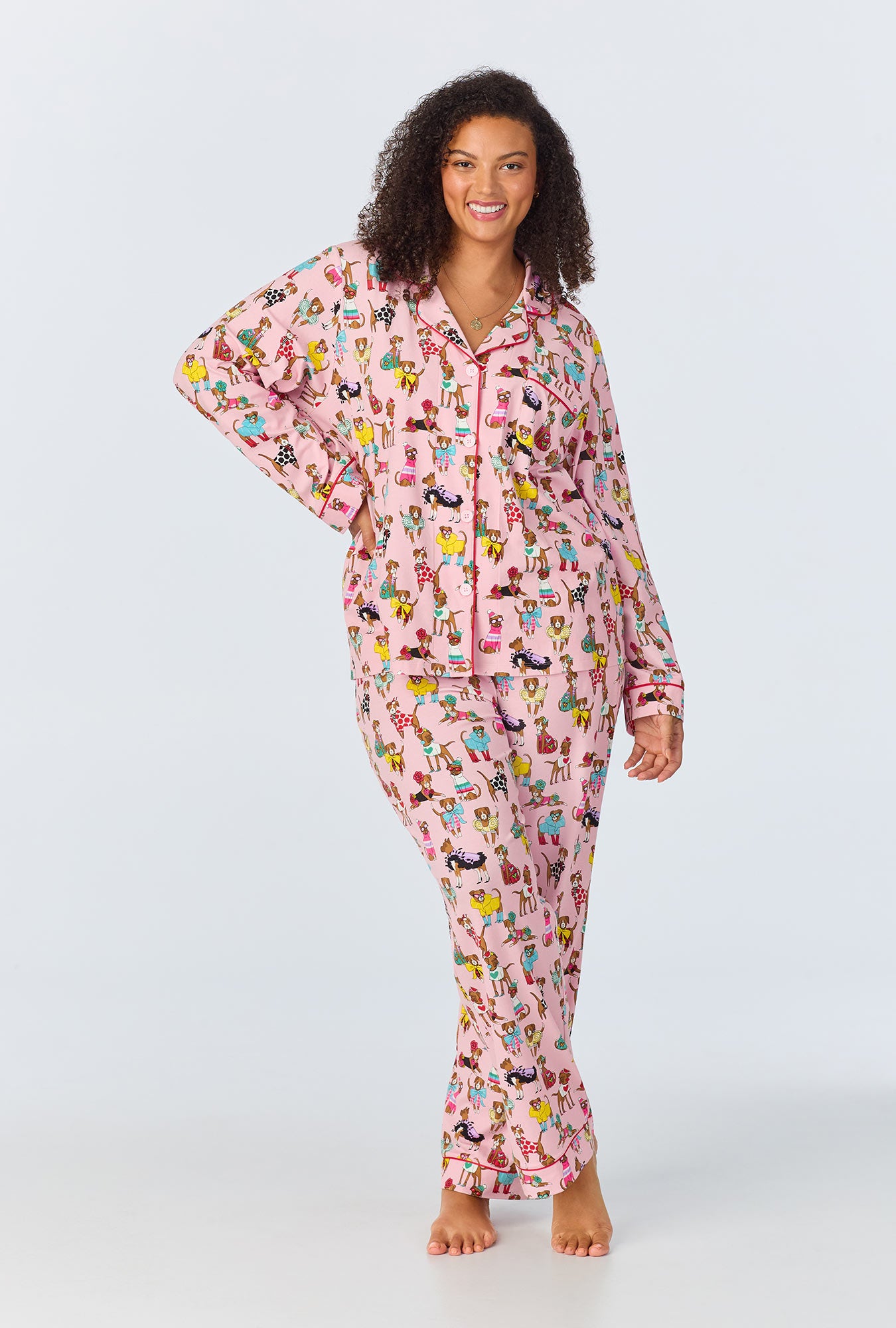 Bedhead x Bronwyn Newport Women's Chic Boxer & Long Sleeve Classic Stretch Jersey Pajama Set | Soft Sleepwear for Cozy Nights & Lounge Wear