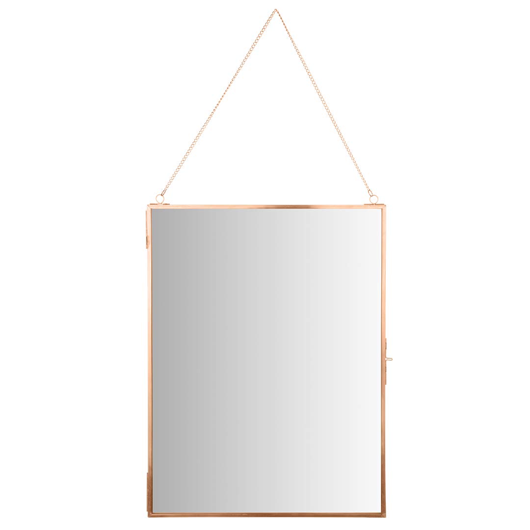 Modern Rose Gold Wall Mirror 12x16 Inch - Large Rectangle Hanging Mirror with Lock for Entryway, Bedroom & Bathroom | Stylish Photo Cabinet Mirror for Home Decor & Vanity Use