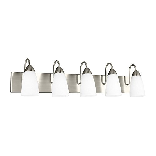 Generation Lighting 4420205EN3-962 Seville 5-Light Wall Mount Bathroom Vanity Light Fixture in Brushed Nickel - Perfect for Bathroom, Powder Room, and Dressing Area Lighting