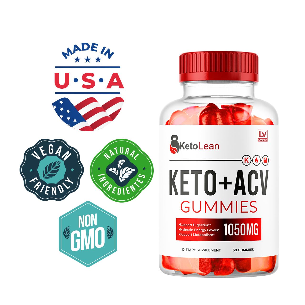 (2 Pack) Keto Lean ACV Gummies 1050mg - Apple Cider Vinegar Keto Supplement for Weight Loss & Energy Boost - 120 Gummies (2 Month Supply) - Perfect for Ketogenic Diet & Healthy Lifestyle