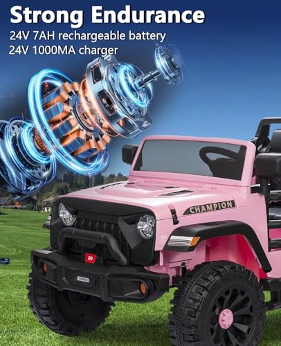 GARVEE 24V Kids Electric Ride On Car - 2 Seater XL Power Wheels for Ages 3+, 20