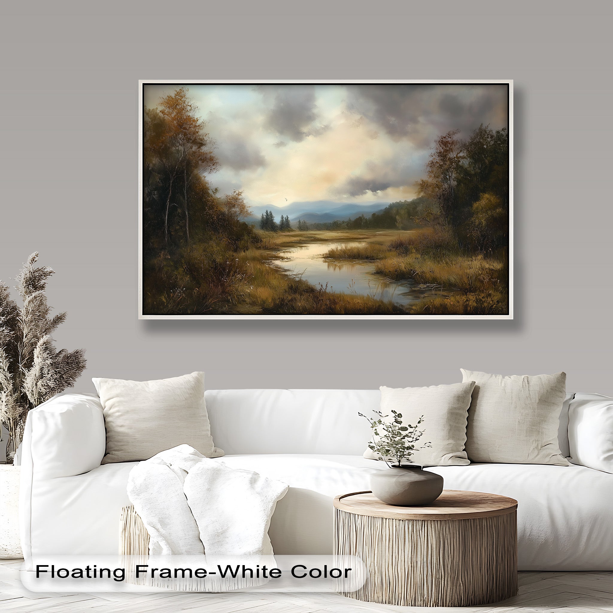 Autumn River Landscape Oil Painting - Handmade Canvas Wall Art for Living Room, Bedroom & Office Decor