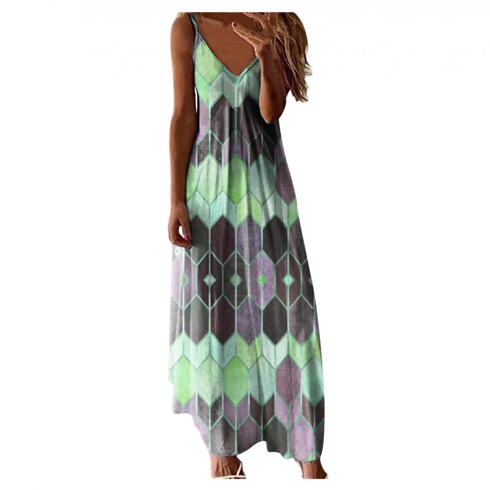 BAGELISE Women's Floral Print Long Maxi Dress - Summer Beach Dress for Casual Wear & Party Outfits | Lightweight & Comfortable for Hawaii Vacations, Outdoor Events & Date Nights