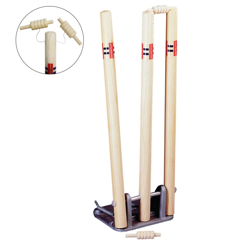 Gray Nicolls Spring Return Wooden Cricket Stumps - Professional Cricket Training Equipment for Practice & Matches