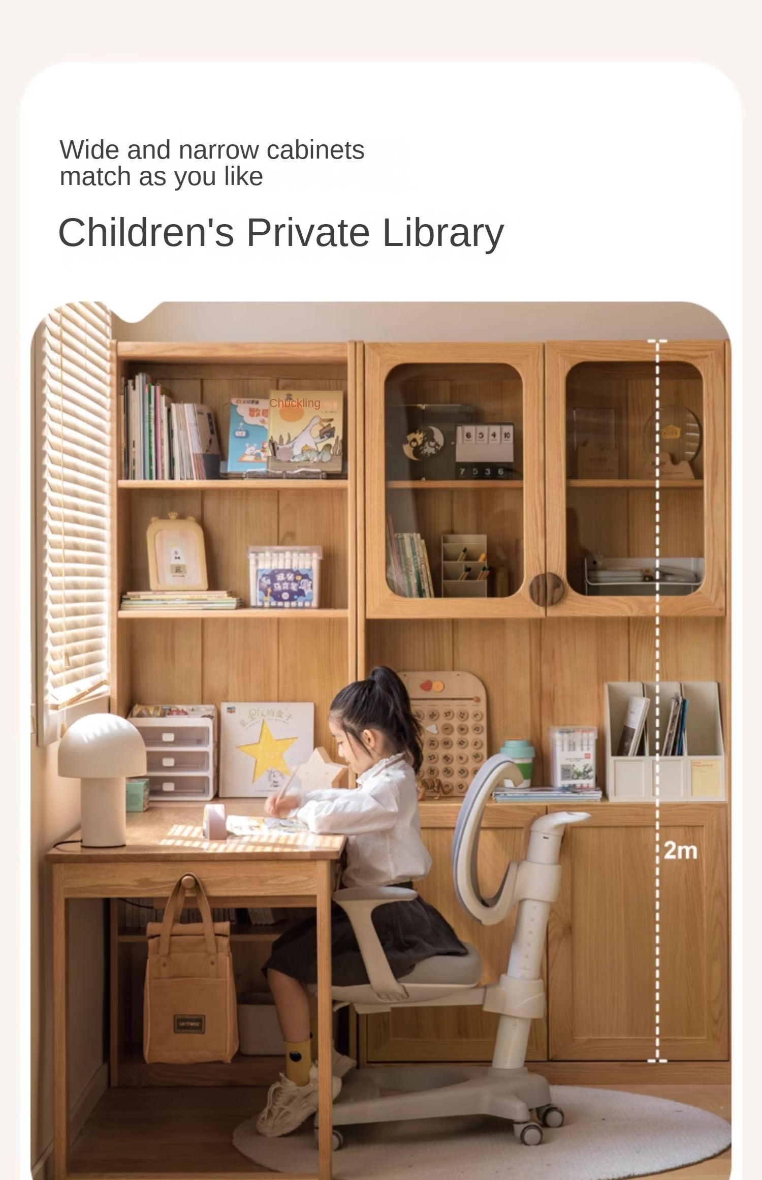Solid Oak Wood Kids Bookshelf - Sturdy & Safe Book Storage for Toddlers & Children - Perfect for Bedroom, Nursery, or Playroom Organization