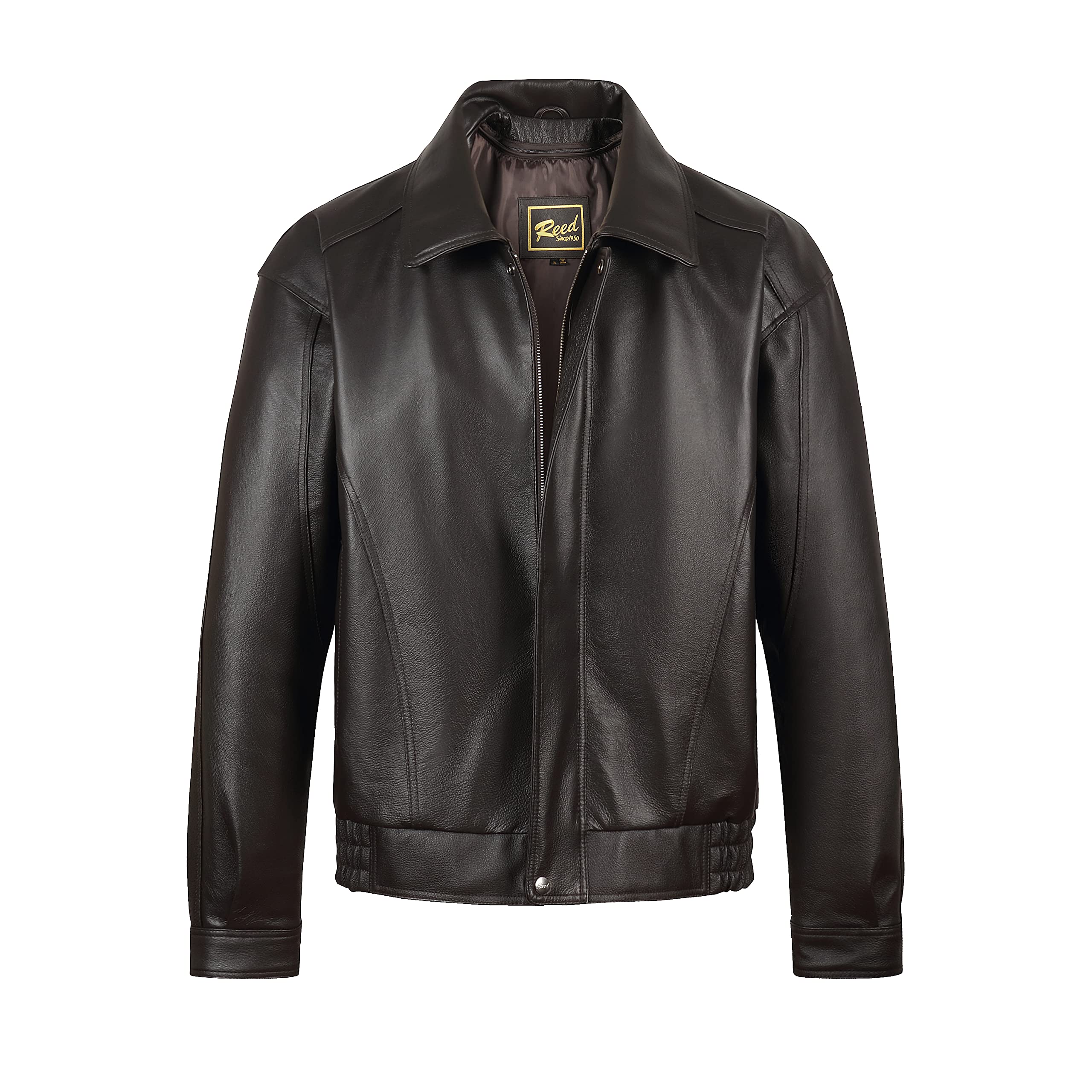 REED Men's American Style Bomber Jacket - Genuine Leather, Classic Aviator Design, Slim Fit for Casual & Motorcycle Riding | Perfect for Fall & Winter Fashion