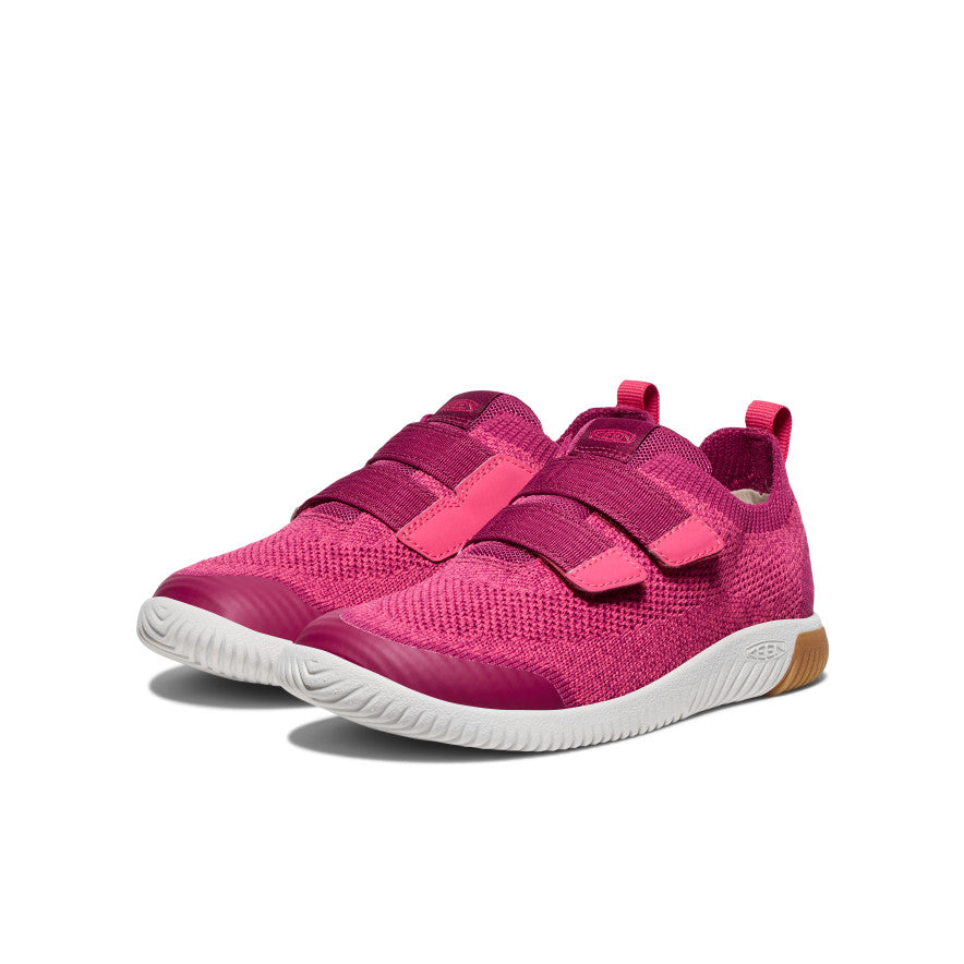 KNX Knit Double Strap Sneakers for Big Kids - Beaujolais/Raspberry Color | Comfortable School Shoes & Casual Playtime Footwear