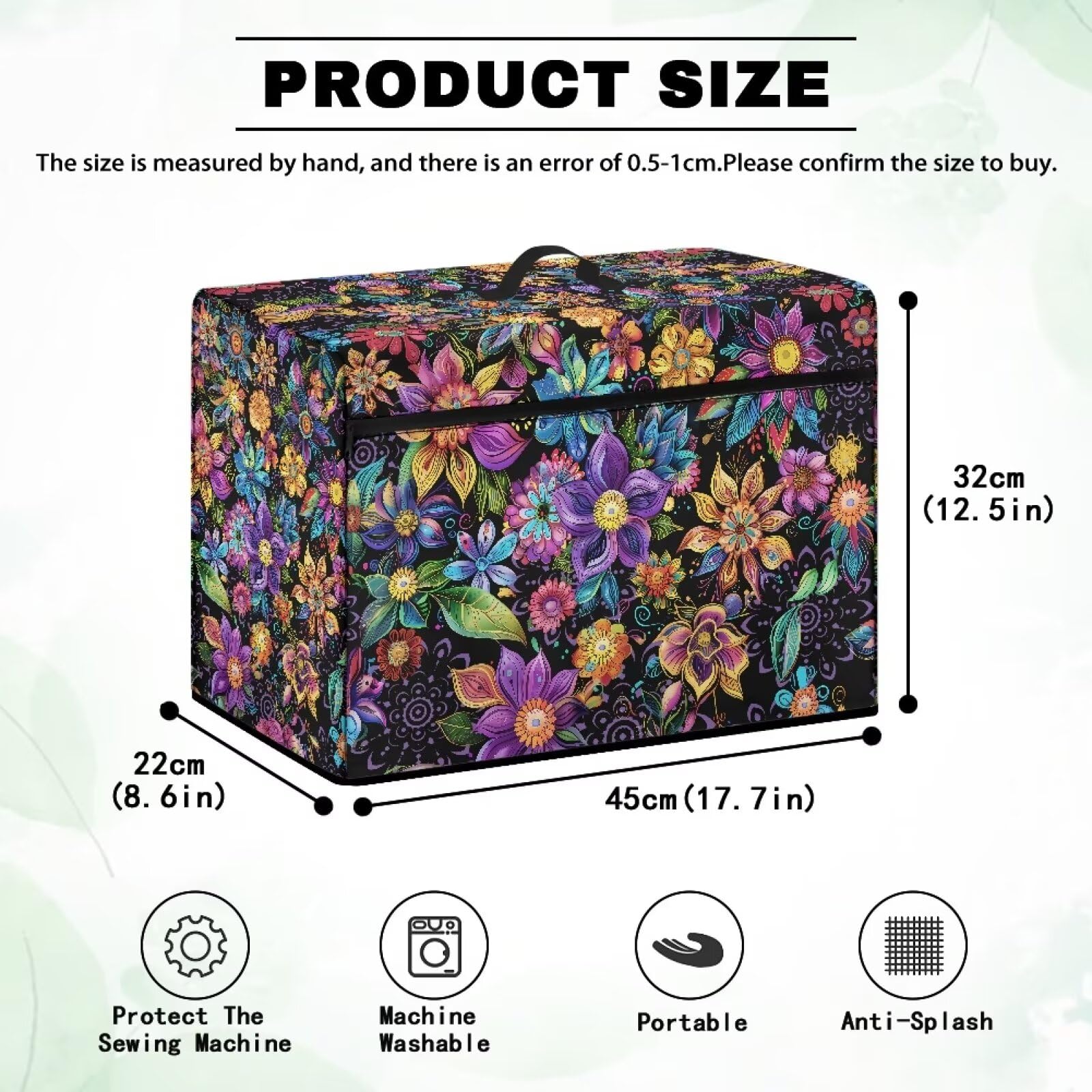 Bohemian Floral Sewing Machine Cover with Storage Pockets - Dustproof Protective Case for Brother, Singer & Janome - Washable Fabric for Easy Cleaning - Perfect for Home Studios & Craft Rooms