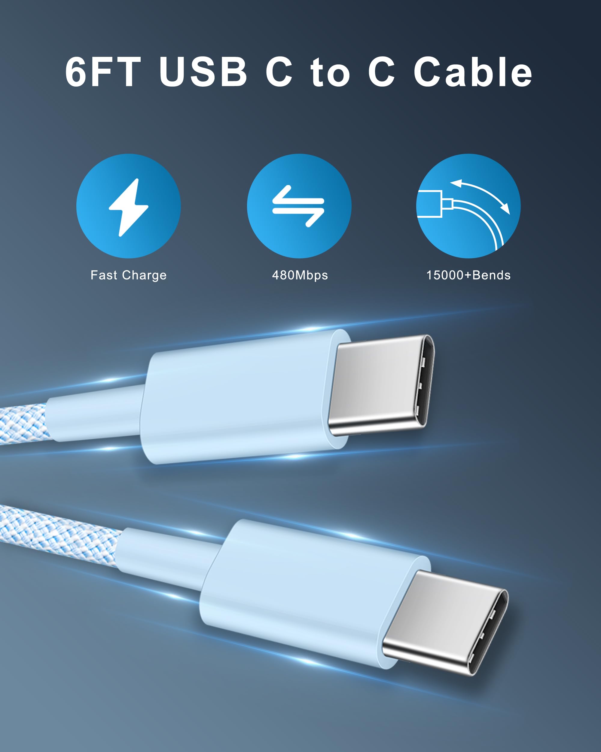 20W USB C Fast Charger Block & 6FT Cable (2-Pack) - Compatible with iPhone 16/16 Pro/16 Pro Max/16 Plus, iPad Pro/Air/Mini, AirPods - Quick Charging for Home, Office & Travel