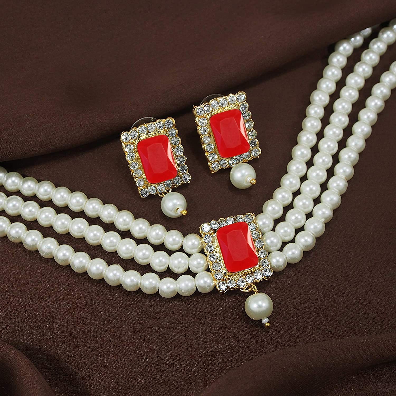 Elegant Aheli Ethnic Choker Necklace & Earrings Set - Boho Wedding Jewelry for Women | Perfect for Bollywood Parties, Bridal Shower & Festival Accessories