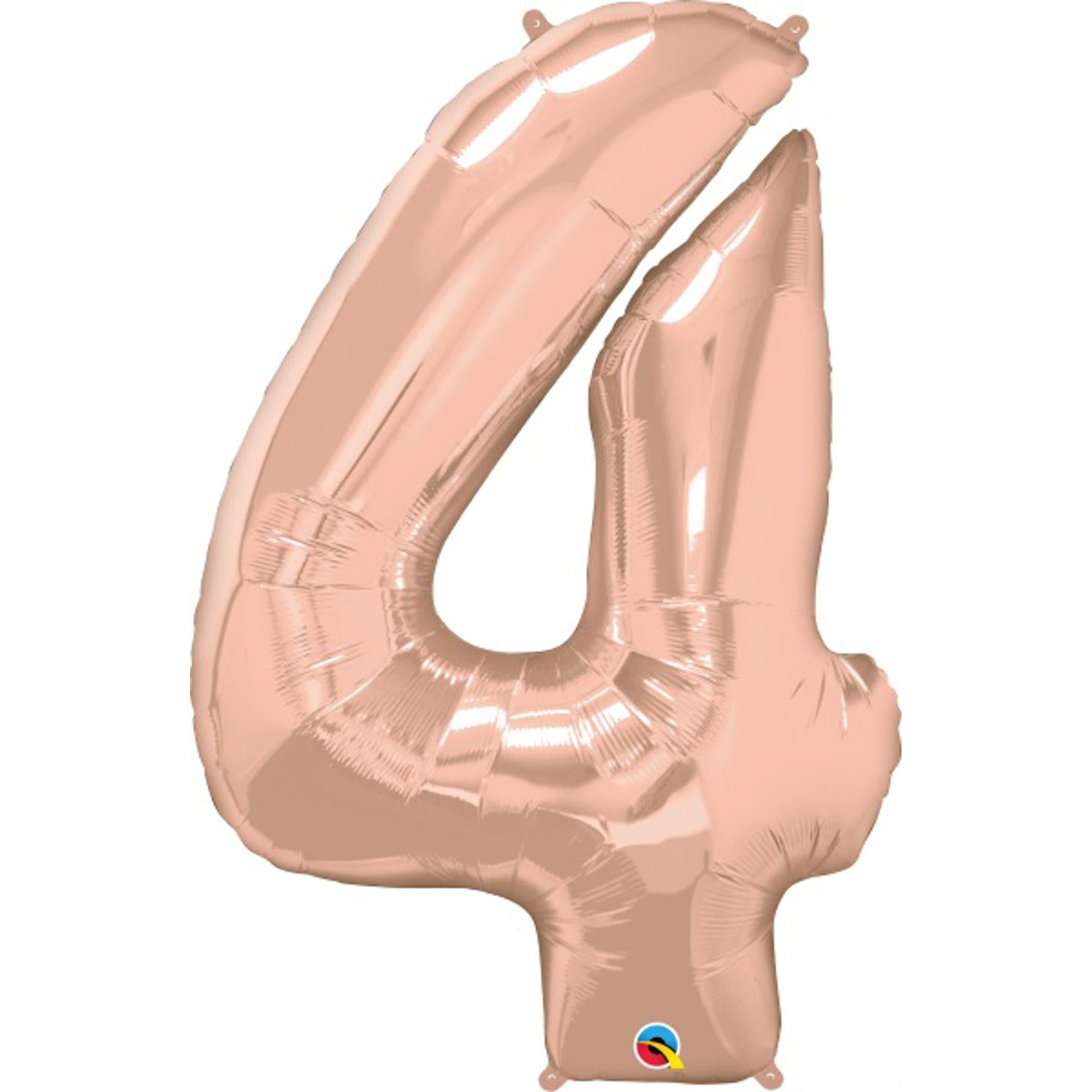 16-Pack Rose Gold Number 4 Balloons for Birthday Parties, Baby Showers & Anniversary Celebrations - Premium Foil Balloon Decorations
