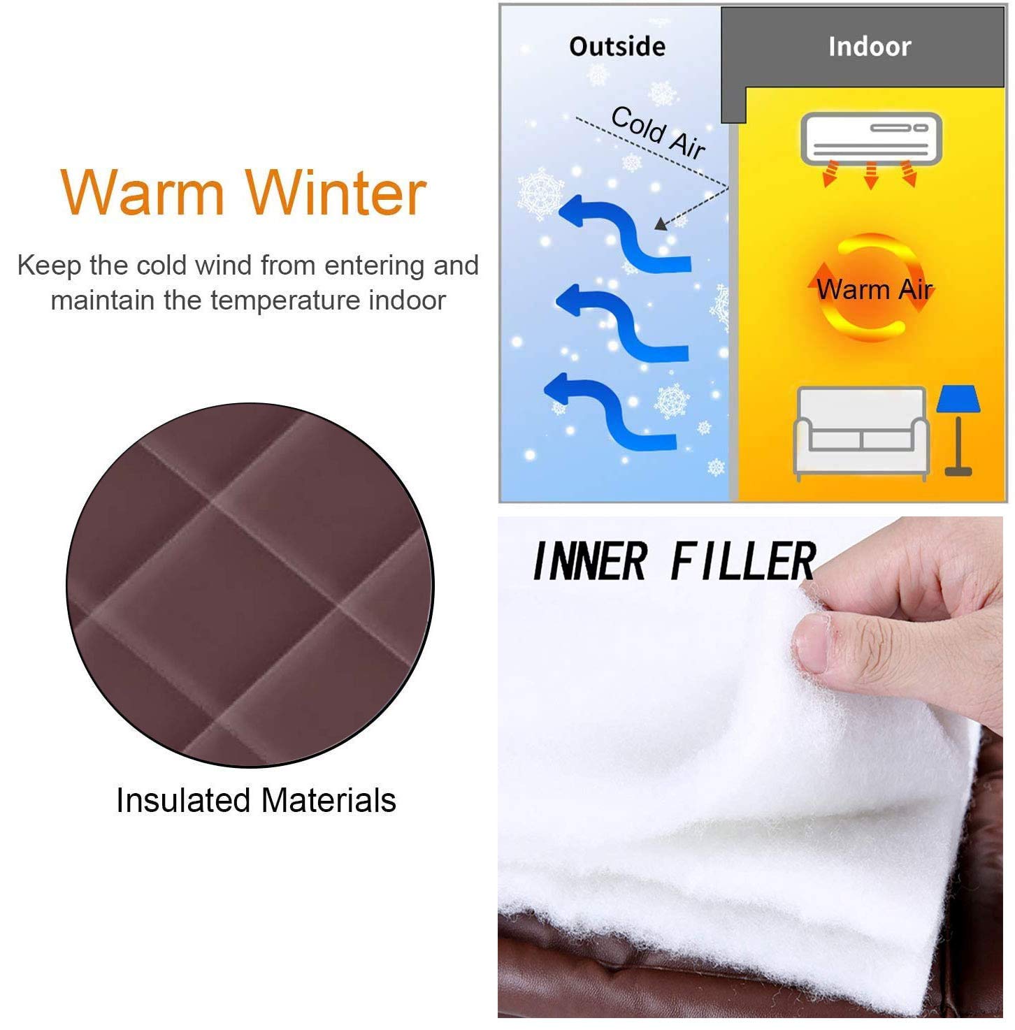 60x95 Inch Magnetic Thermal Insulated Door Curtain - Heavy Duty Winter Cotton Insulation with Electromagnetic Shielding & Noise Reduction | Waterproof, Hands-Free Design for Home, Office & Warehouse Use