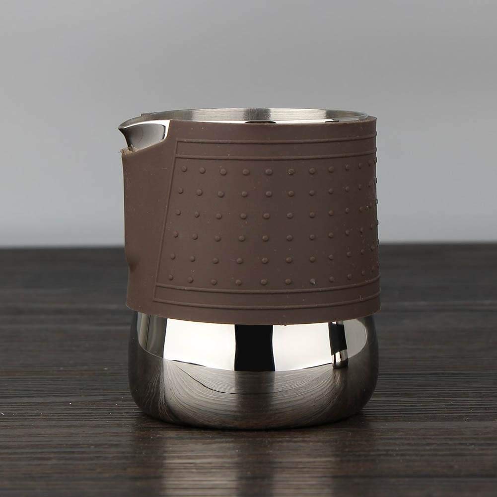 Stainless Steel Milk Frothing Pitcher 300ml with Silicone Cover - Professional Coffee Steaming Pitcher for Latte Art, Cappuccino & Hot Chocolate - Perfect for Home Baristas & Coffee Shops