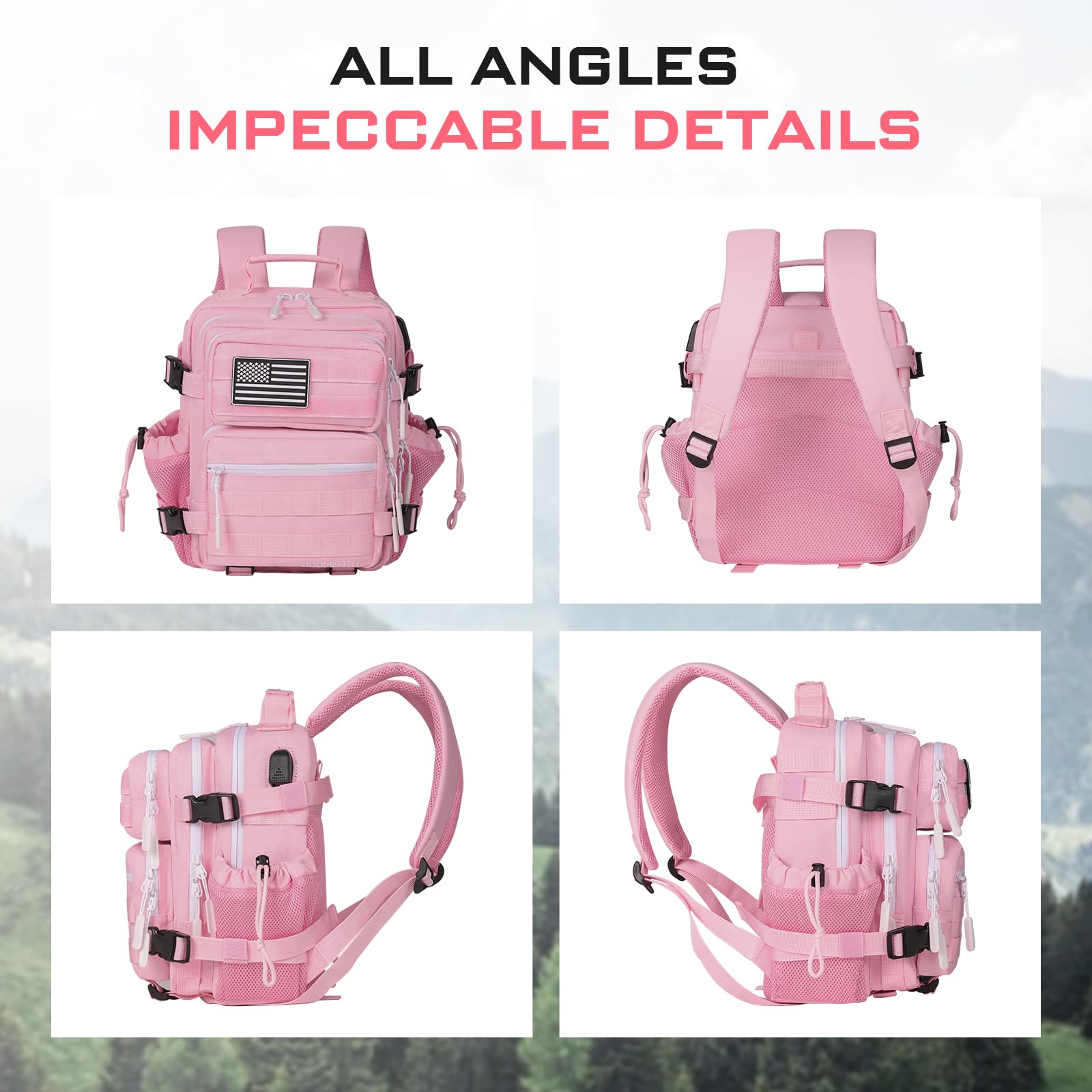 15L Mini Tactical Backpack for Women - Lightweight Military Backpack for Gym, Hiking, Travel & Everyday Use - Water-Resistant Small Tactical Daypack (Pink) - Perfect for Work, School & Outdoor Adventures