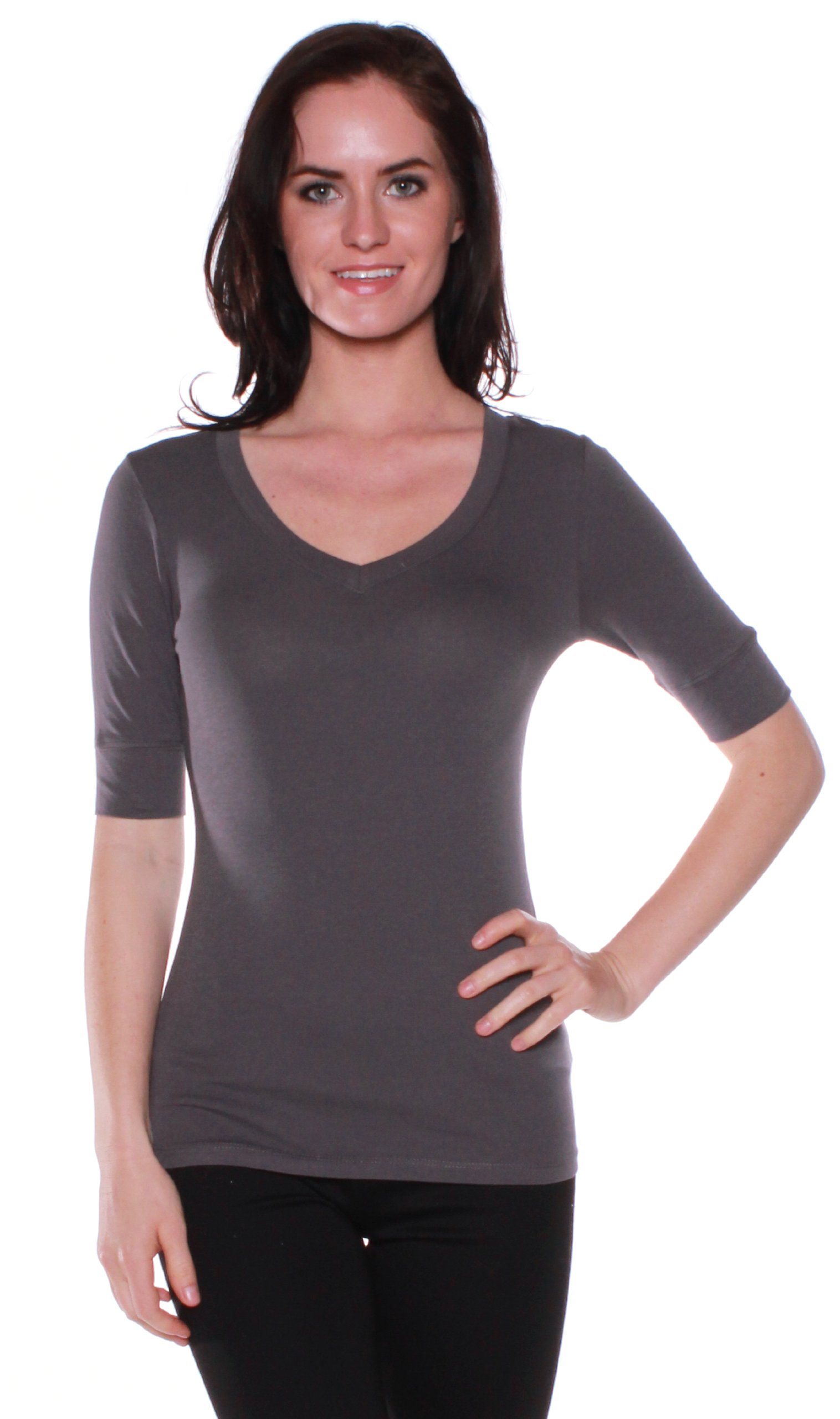 Emmalise Women's Slim Athletic Fit V-Neck T-Shirt - Breathable Half Sleeve Workout Top for Yoga, Running & Gym | Casual Comfort Wear