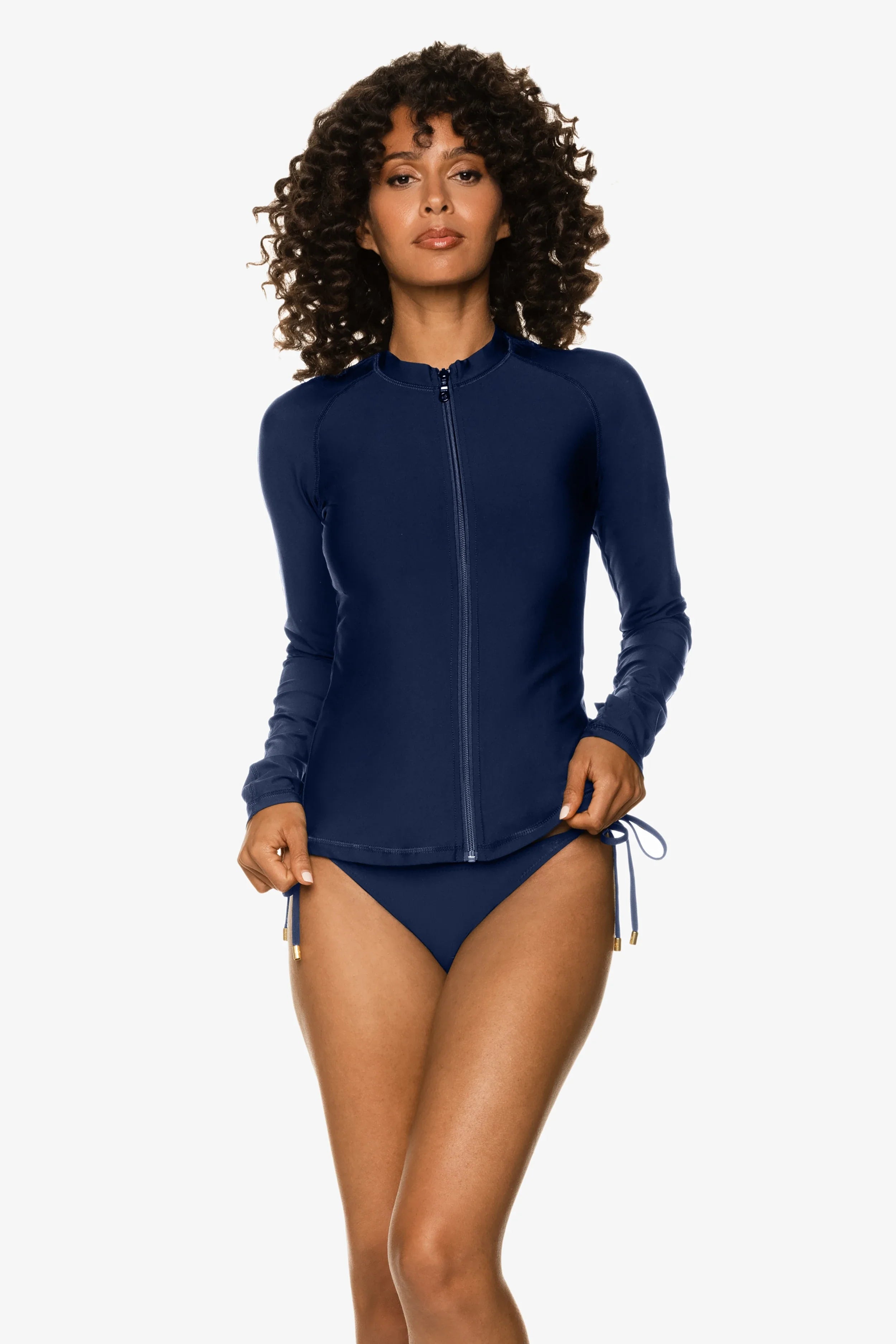 UPF 50+ Men's Long Sleeve Rash Guard for Swimming, Surfing & Beach Activities - Navy Blue Sun Protection Shirt