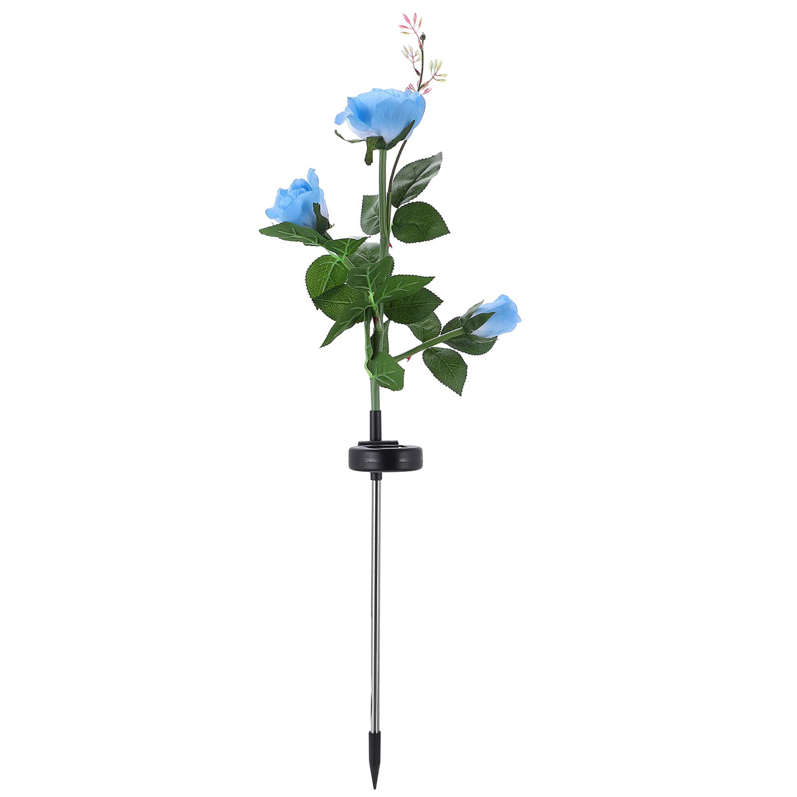 Solar Garden Stake Lights - 12 LED Rose Flower Outdoor Lights for Patio, Yard, Lawn Decoration (Blue) | Waterproof & Weatherproof Solar Powered Landscape Lighting for Garden Pathways, Walkways, Flower Beds