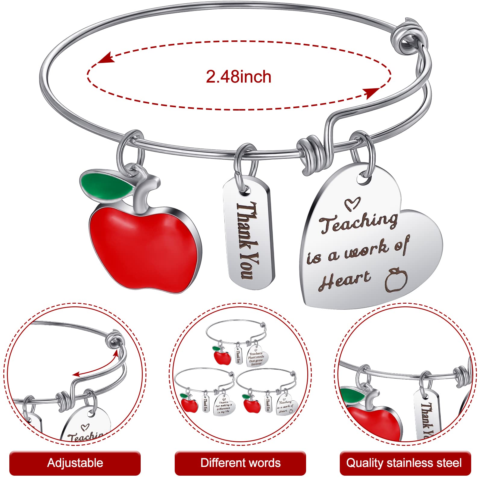 Kenning 6-Piece Teacher Appreciation Gift Set - Inspirational Bracelets & Funky Novelty Socks - Perfect Graduation & Thank You Gifts for Women Educators - Ideal for Classroom Rewards, Teacher Week & End-of-Year Celebrations