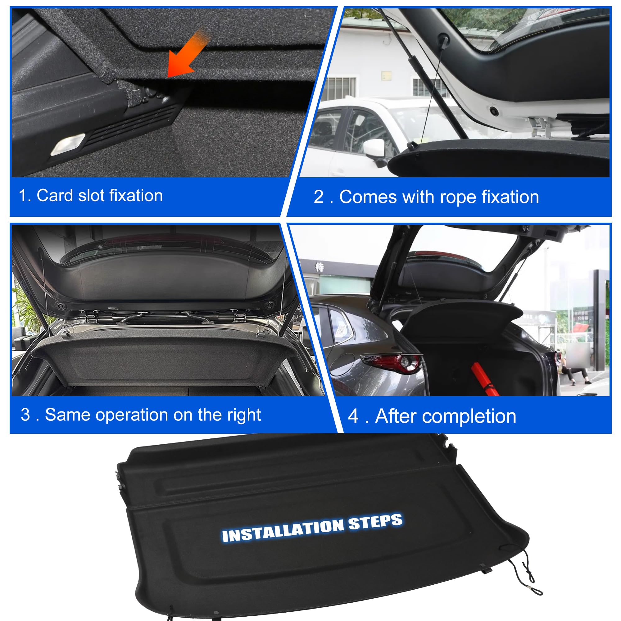 Mazda CX-30 Cargo Cover (2020-2024) - Waterproof Trunk Liner, Luggage Protector & Security Shield for Rear Storage - Perfect for Road Trips, Camping Gear & Grocery Hauling