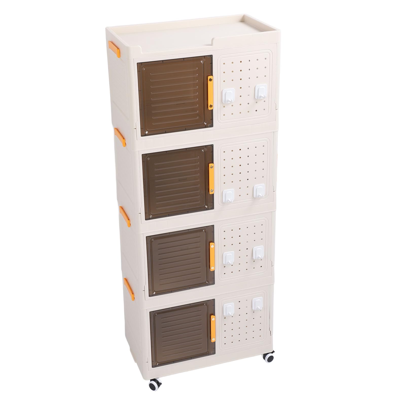 Stackable Foldable Transparent PP Storage Containers - 4 Tier Closet Organizer Box for Books, Snacks & School Supplies | Perfect for Dorm Room, Office & Home Organization