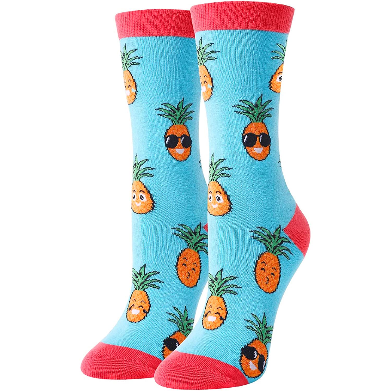 HappyPop Women's Fruit Socks - Pineapple & Strawberry Novelty Socks for Teens & Adults | Funny Pickle Socks Gift for Birthday, Christmas | Comfortable Cotton Socks for Casual Wear, Gifts & Fun Outfits