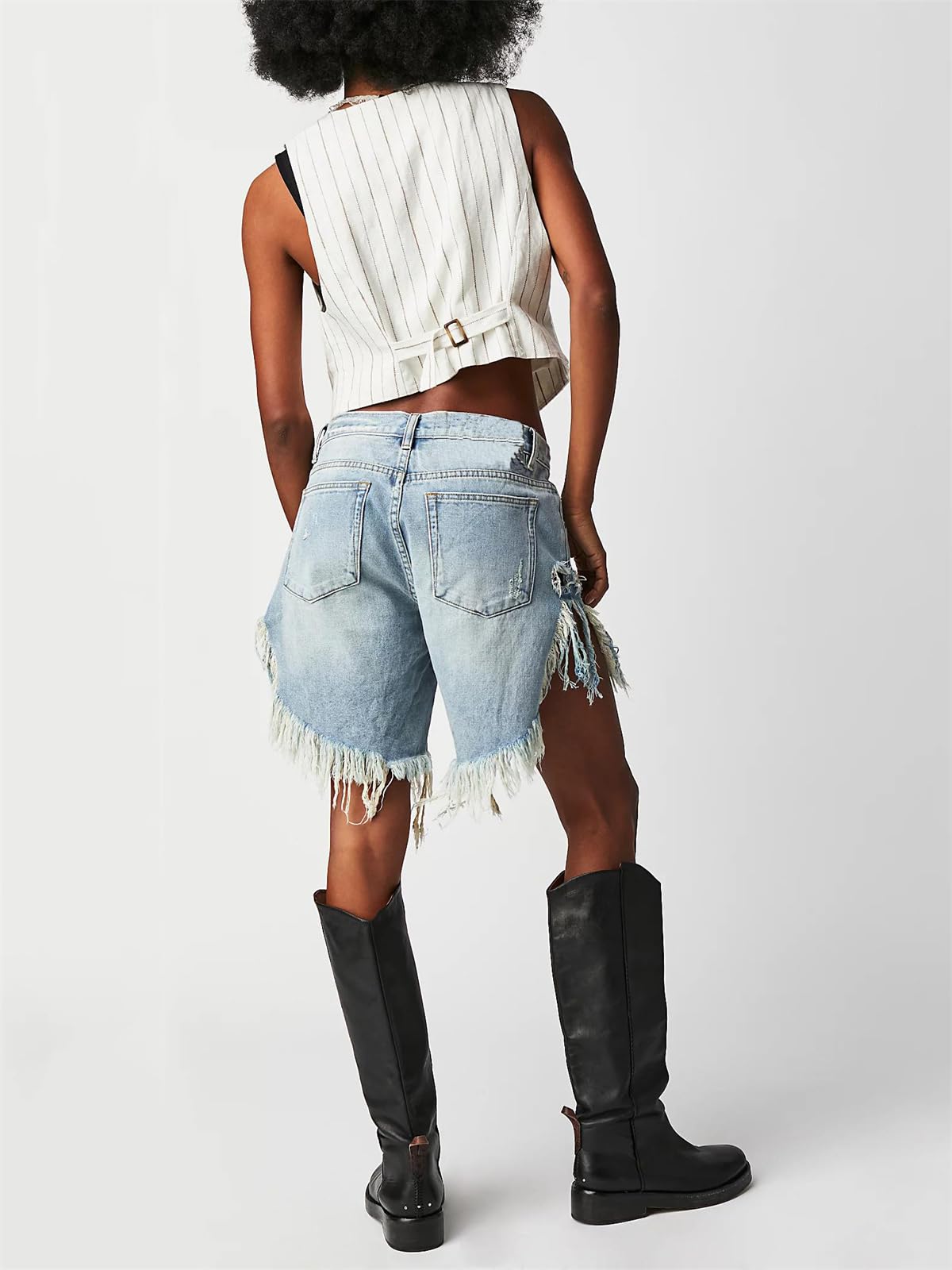 Women's High Waist Ripped Denim Shorts - Sexy Distressed Y2K Jean Shorts with Frayed Hem for Summer | Perfect for Beach, Music Festivals & Casual Outfits