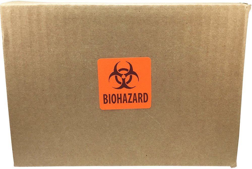 Biohazard Warning Stickers 2x2 Inch - 500 Adhesive Labels for Lab Safety