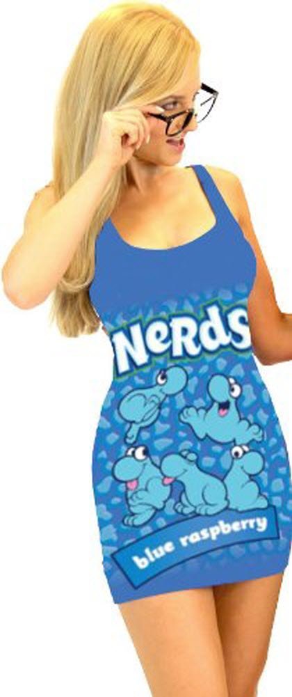 Nerdy Women's Candy Print Tunic Tank Dress with Glasses - Fun Geeky Outfit for Cosplay, Comic Con & Casual Wear