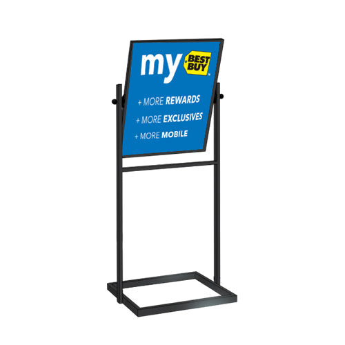 1 Tier Tilted Sign Holder Floor Poster Stand for 22x28 Posters - Heavy Duty A-Frame Display for Retail, Restaurants & Events - Indoor/Outdoor Advertising Solution