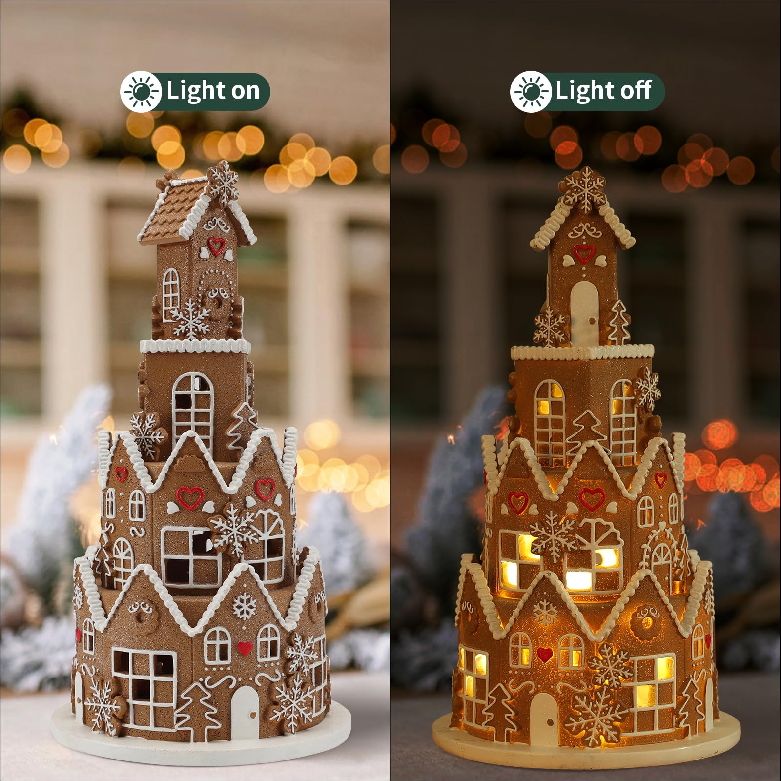 4-Story Gingerbread House Cookie Kit with LED Lights - DIY Christmas Baking & Holiday Decor for Parties, Gifts, and Festive Home Decoration