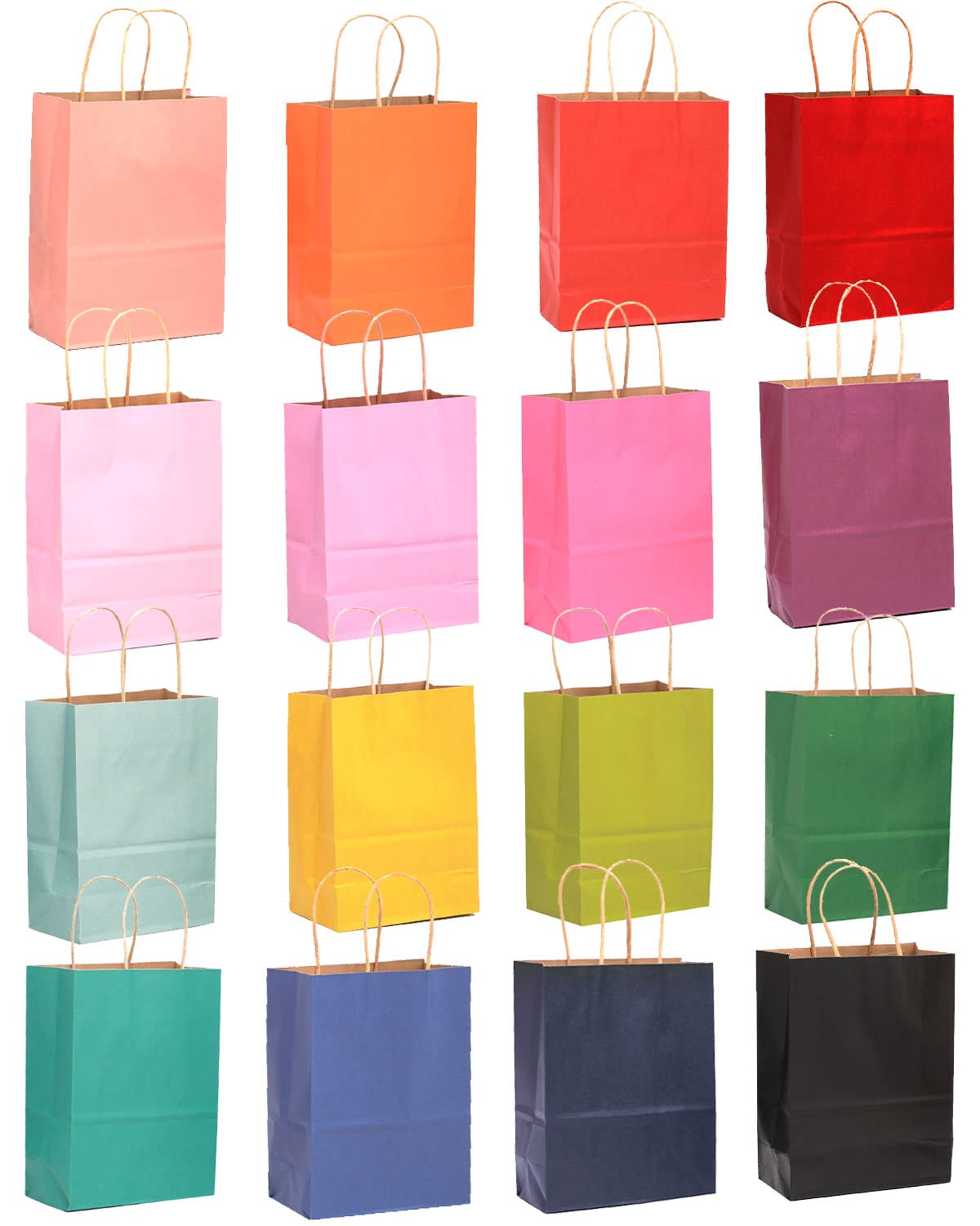 qiqee 60-Pack Small Paper Gift Bags with Handles - 8.26