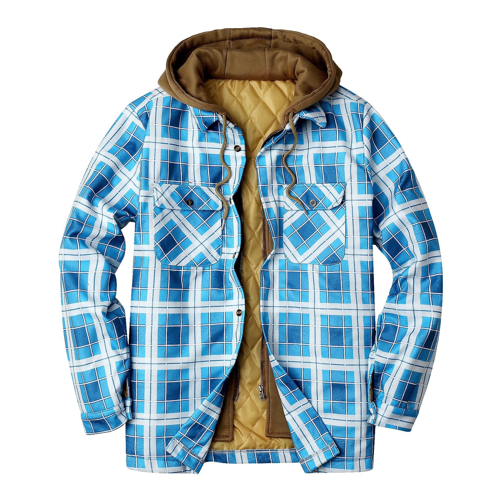 DZQUY Men's Flannel Shirt Jacket - Big & Tall Zip Up Fleece Jacket with Sherpa Lining - Buffalo Plaid Shirt Coat for Outdoor Camping, Hiking and Casual Winter Wear