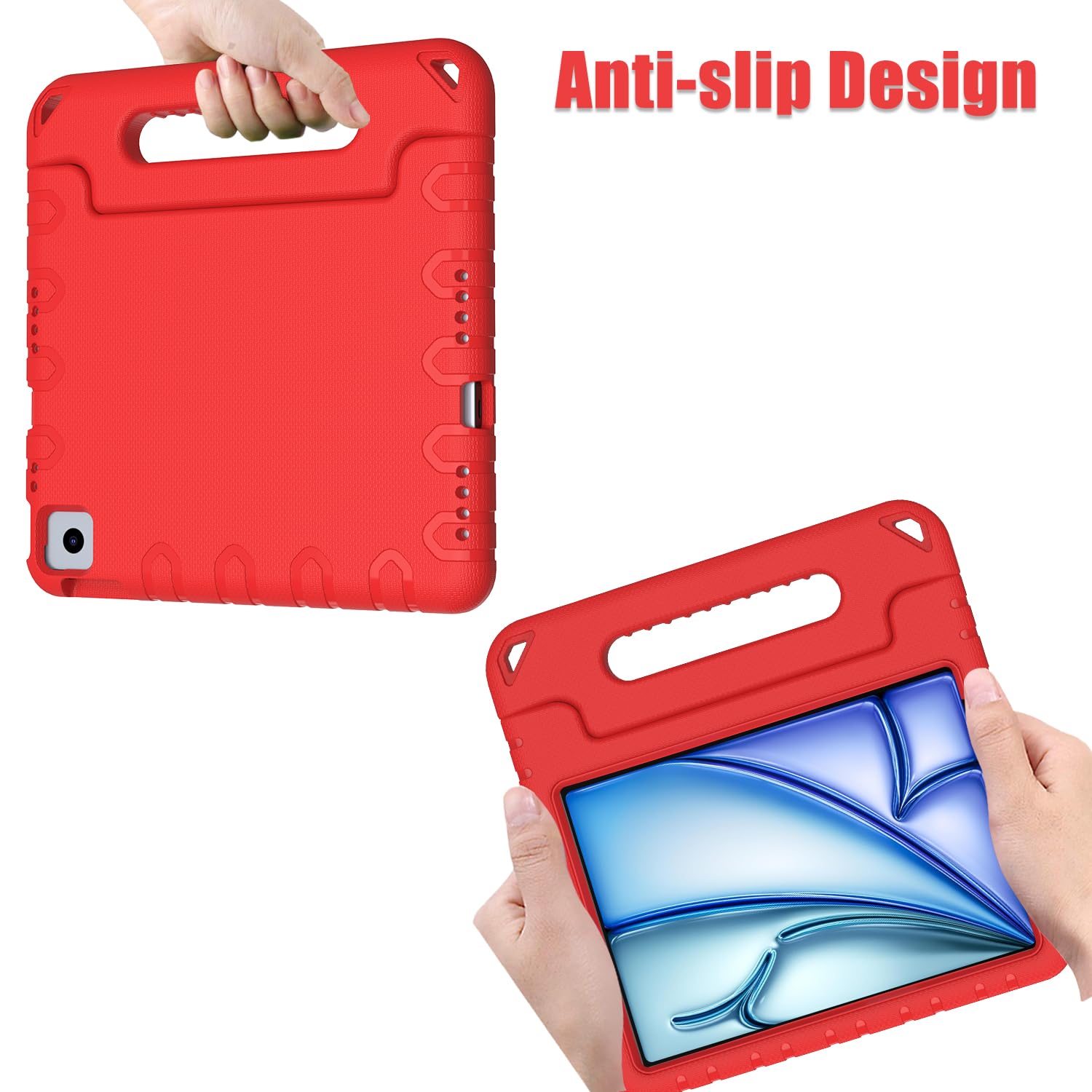 AVAWO Shockproof Kids iPad Case with Handle Stand - Lightweight Protective Cover for iPad Air 5th/4th Generation & iPad Pro 11 (2018) - Perfect for School, Travel & Home Learning (Red)