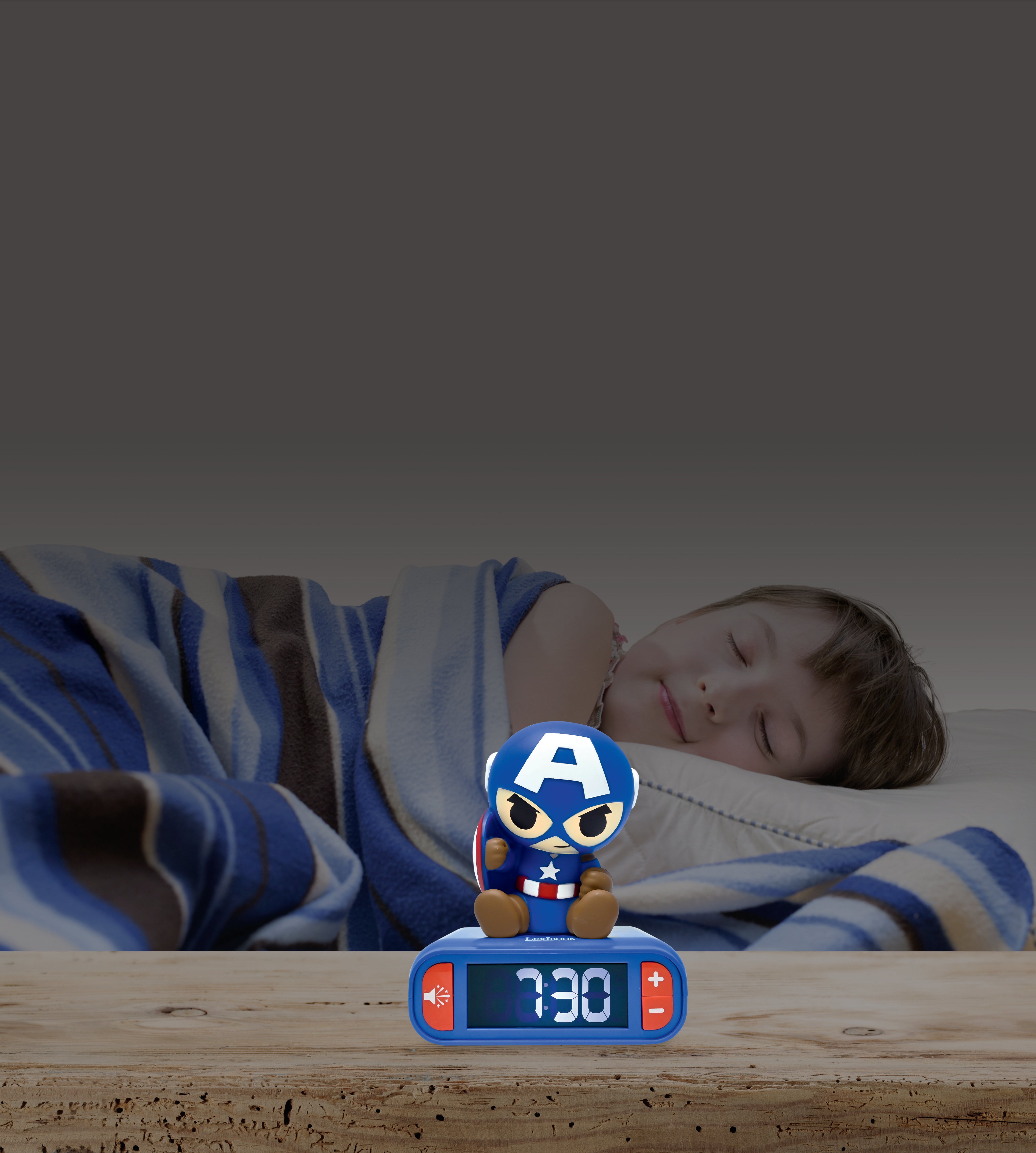 Captain America Night Light Alarm Clock with Sound - Superhero Bedroom Decor for Kids & Adults, Perfect for Nighttime Safety & Fun