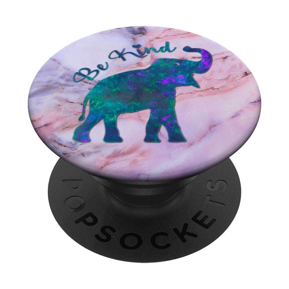 Teal Blue Purple Be Kind Elephant Phone Grip - PopSockets Standard PopGrip for Pink & Grey Phones - Perfect for Daily Use, Travel, and Selfies