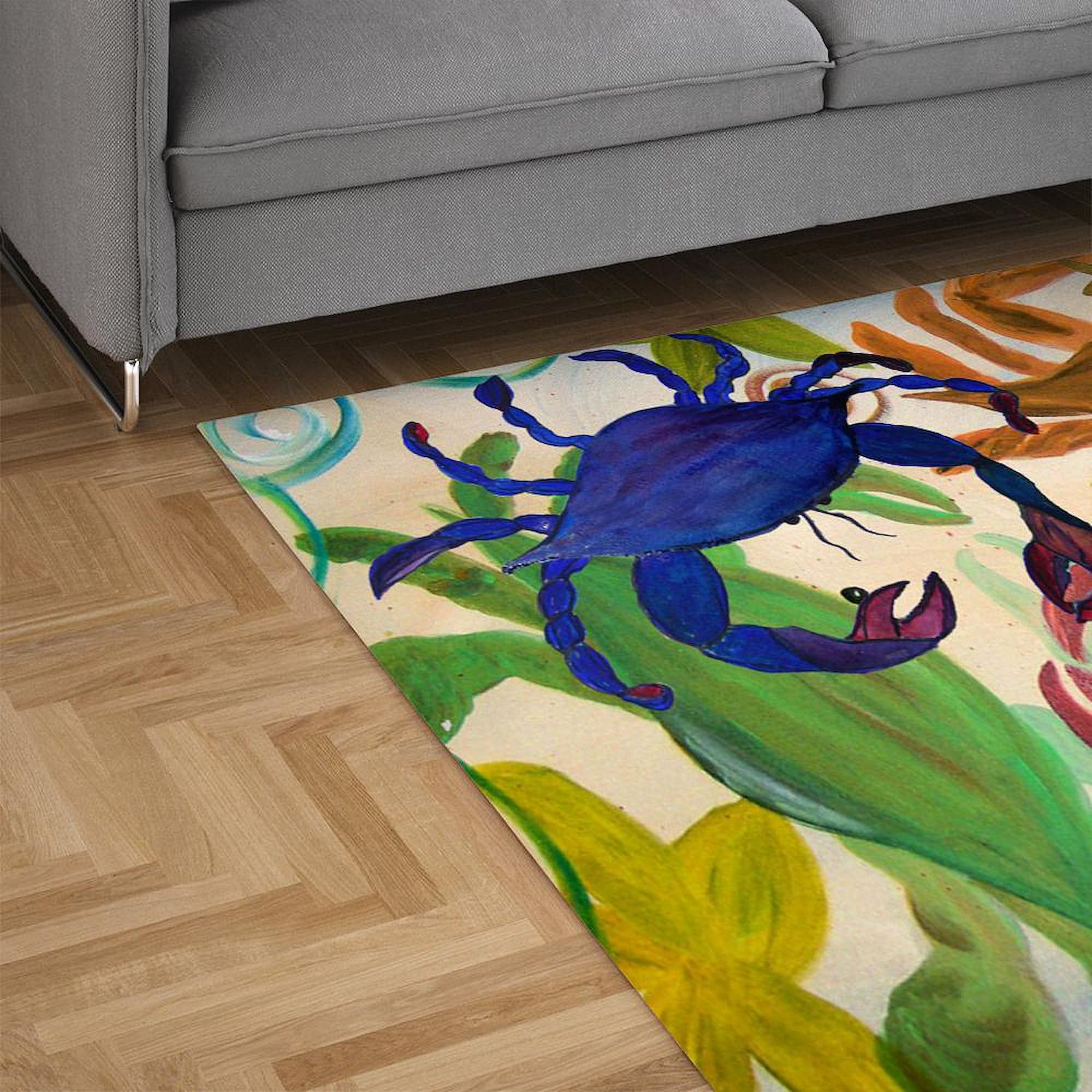 CafePress Crab Party 3'X5' Decorative Area Rug - Non-Slip Fabric Throw Rug for Living Room, Bedroom, or Dorm Decor