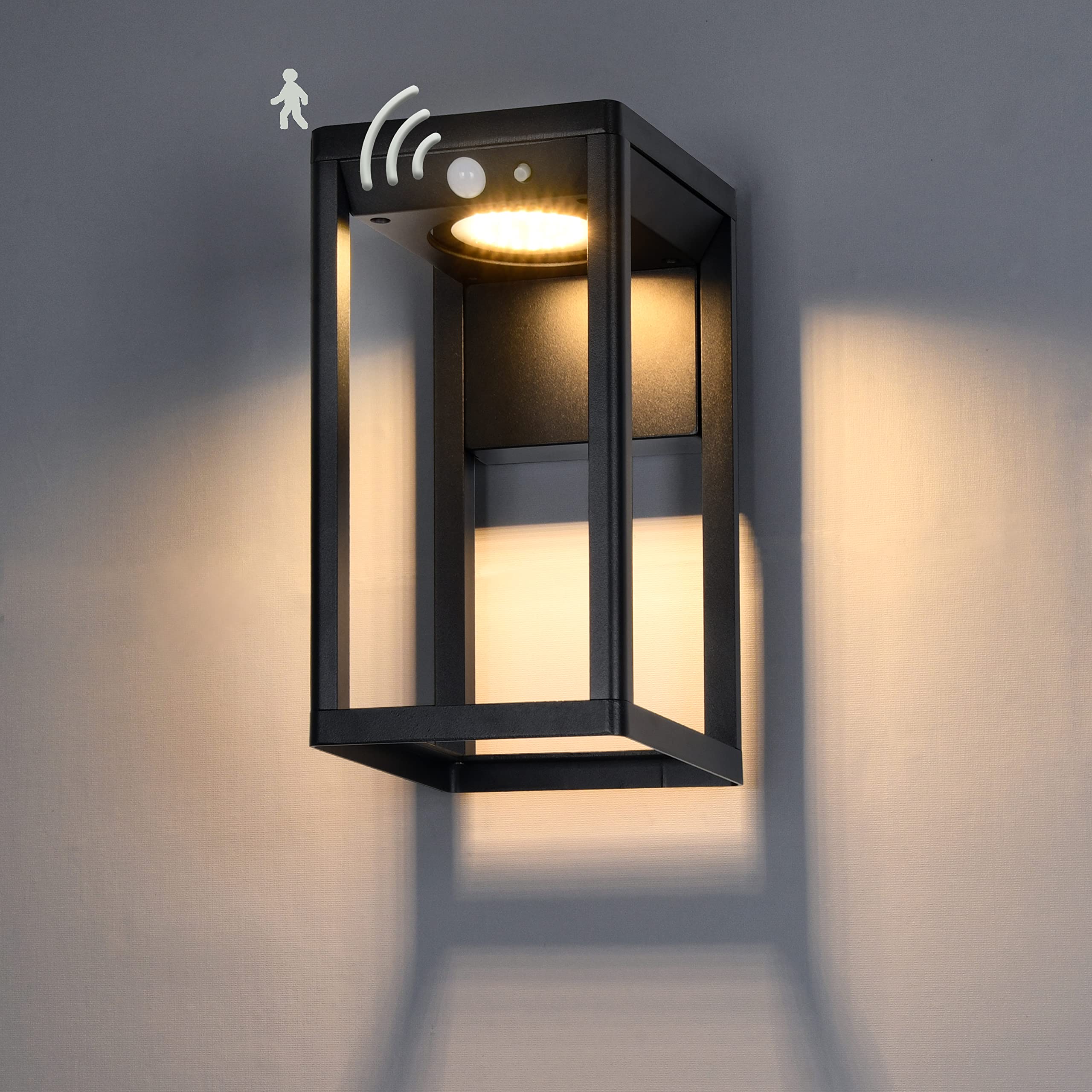 Solar Wall Lights Outdoor with Motion Sensor - Aluminum Waterproof Solar Porch Light for Garage, Front Door & Pathways - 3 Lighting Modes & 10H Battery Life - Perfect for Home Security, Garden Lighting & Nighttime Safety