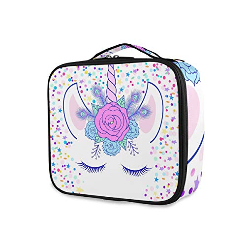 Magic Unicorn Floral Travel Makeup Bag - Large Capacity Portable Cosmetic Train Case for Makeup Brushes & Cosmetics | Perfect for Travel, Gym, and Everyday Use