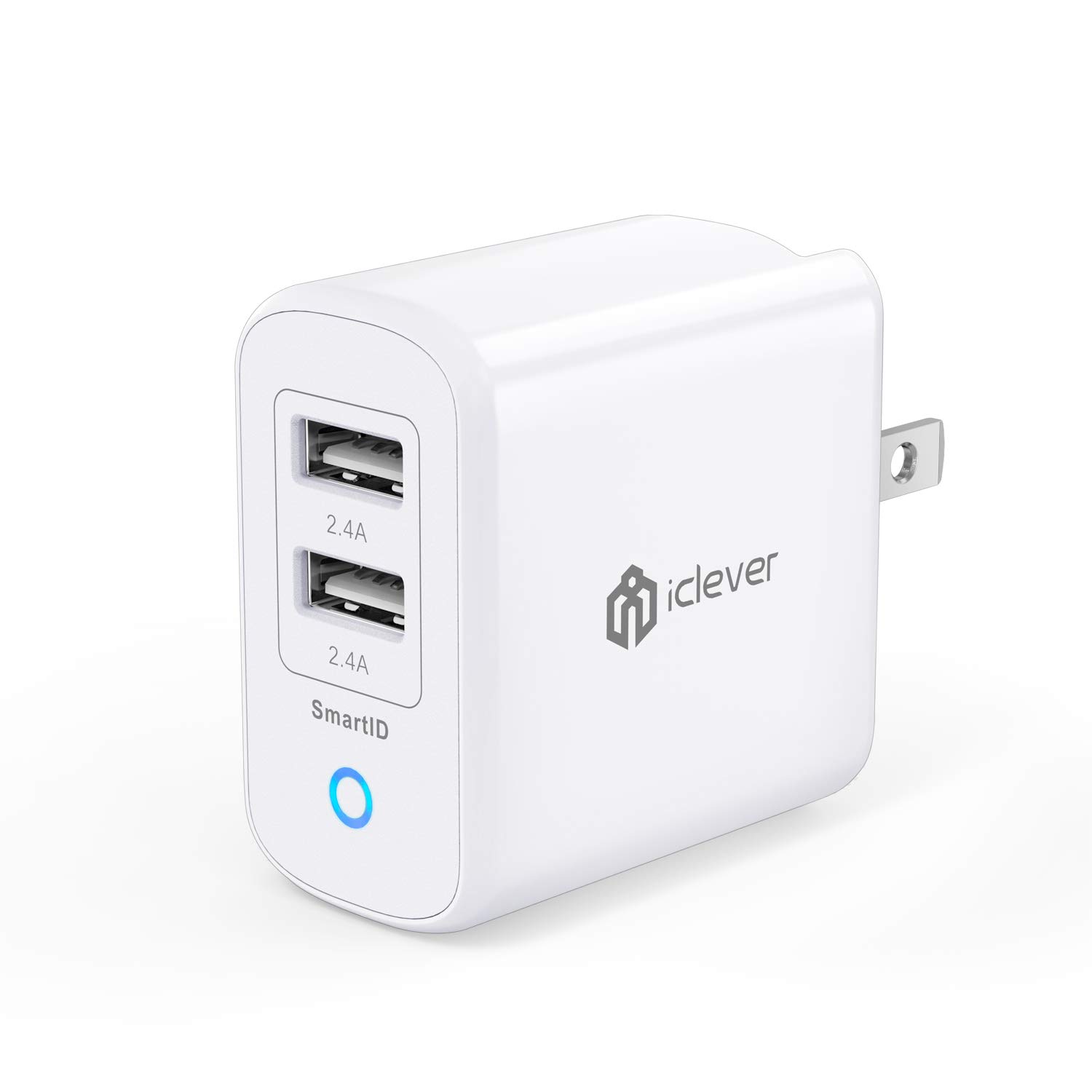 iClever 24W Dual USB Wall Charger for iPhone 12/11/Pro/XS/XR/8/7/6, iPad Pro/Air/Mini, Samsung Galaxy S4/S5, HTC - Fast Travel Charger Adapter for Phones & Tablets - Perfect for Home, Office & Travel Use