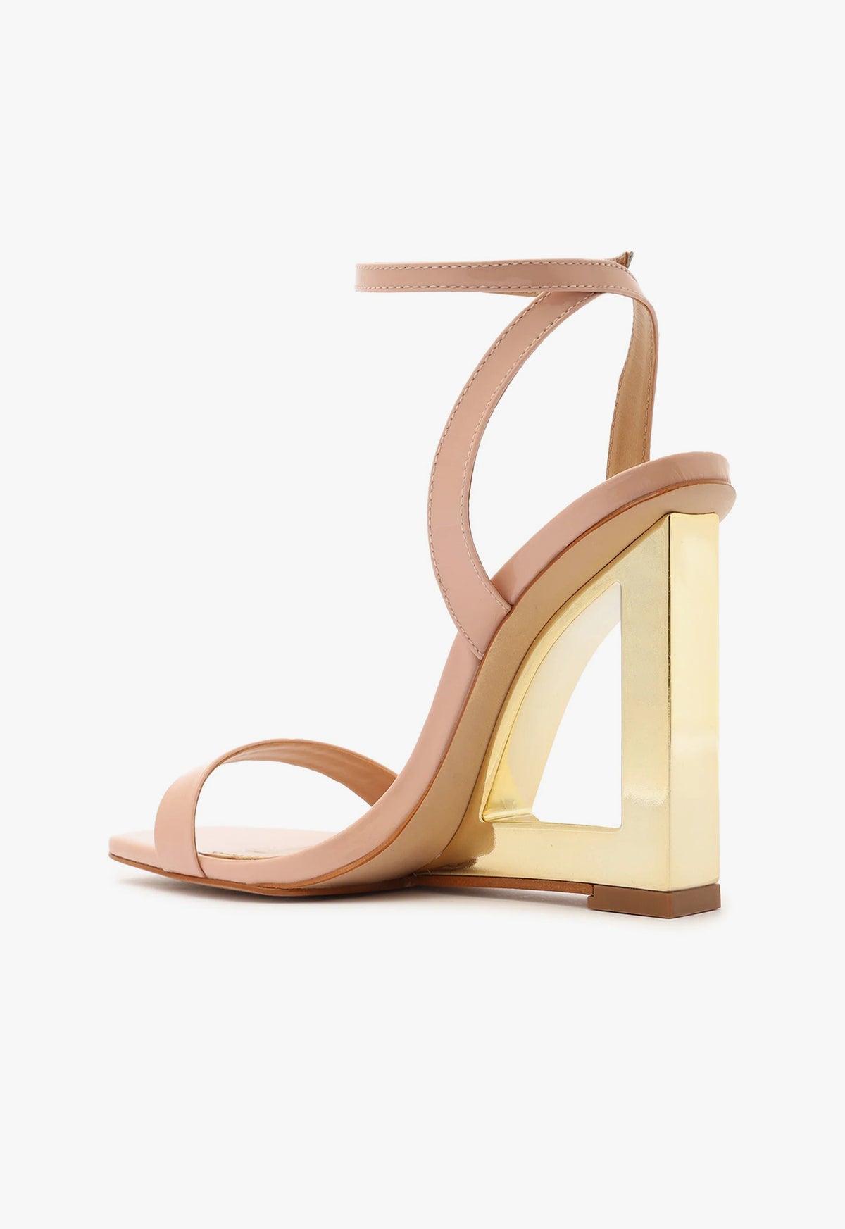 Filipa Patent Leather Sandals with 3.9-Inch High Heel - Women's Beige Dressy Open-Toe Shoes for Weddings, Parties & Evening Events