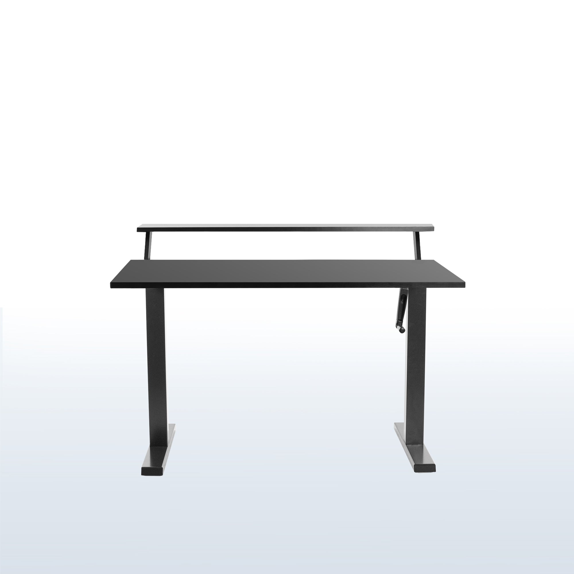 Black 55 x 30 Inch Dual Tier Manual Height Adjustable Standing Desk - Perfect for Home Office, Study & Workspace Ergonomics