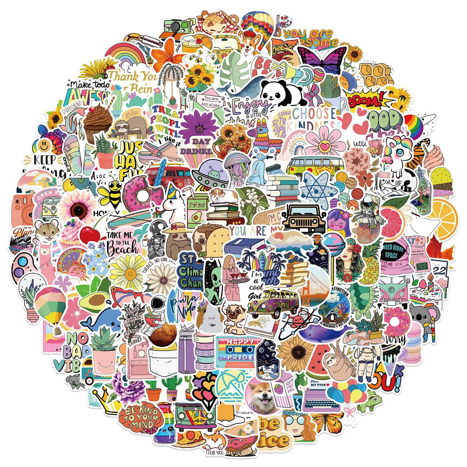200 PCS Aesthetic Waterproof Stickers for Water Bottles, Laptops, Skateboards, Hydroflasks & Phones - Cute VSCO Stickers for Kids, Teens & Girls - Perfect for DIY Crafts, School Supplies & Personalizing Accessories